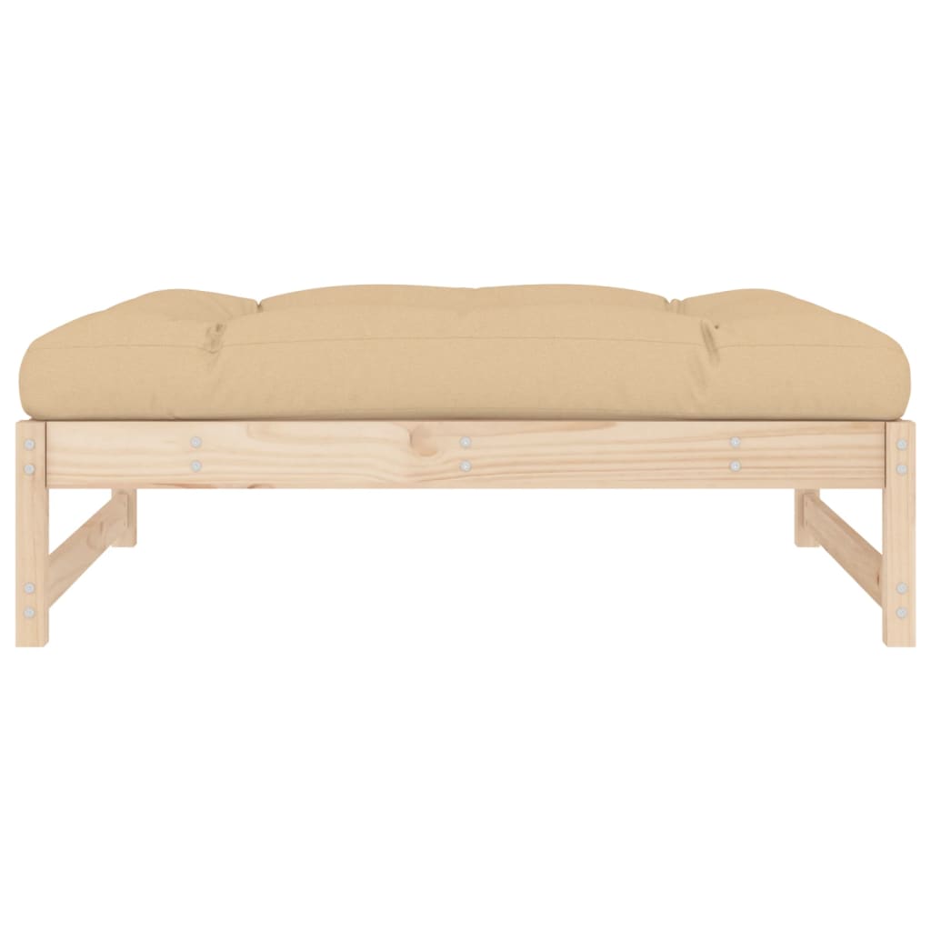 vidaXL Garden Footstool | Beige, Wood | Solid pinewood, Oxford fabric, PP cotton