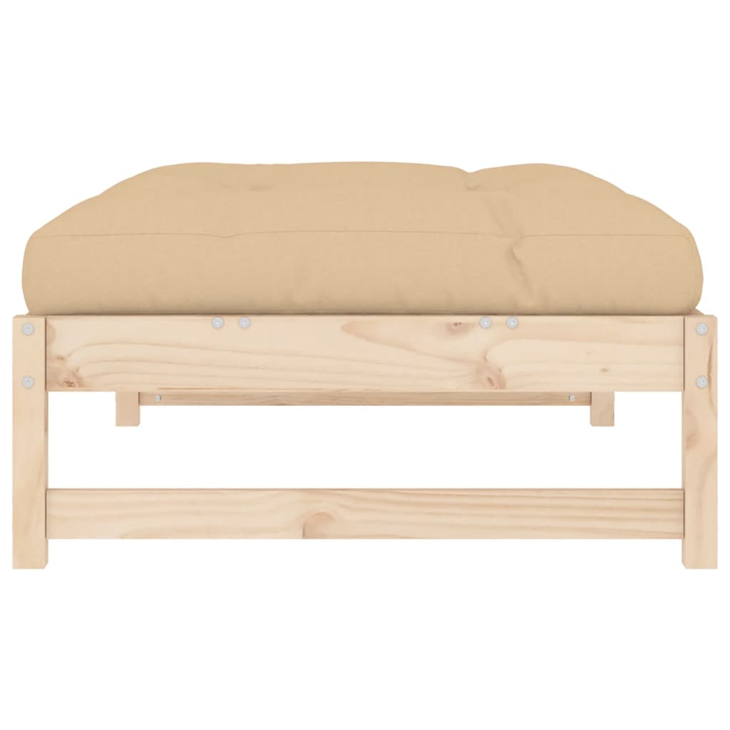 vidaXL Garden Footstool | Beige, Wood | Solid pinewood, Oxford fabric, PP cotton