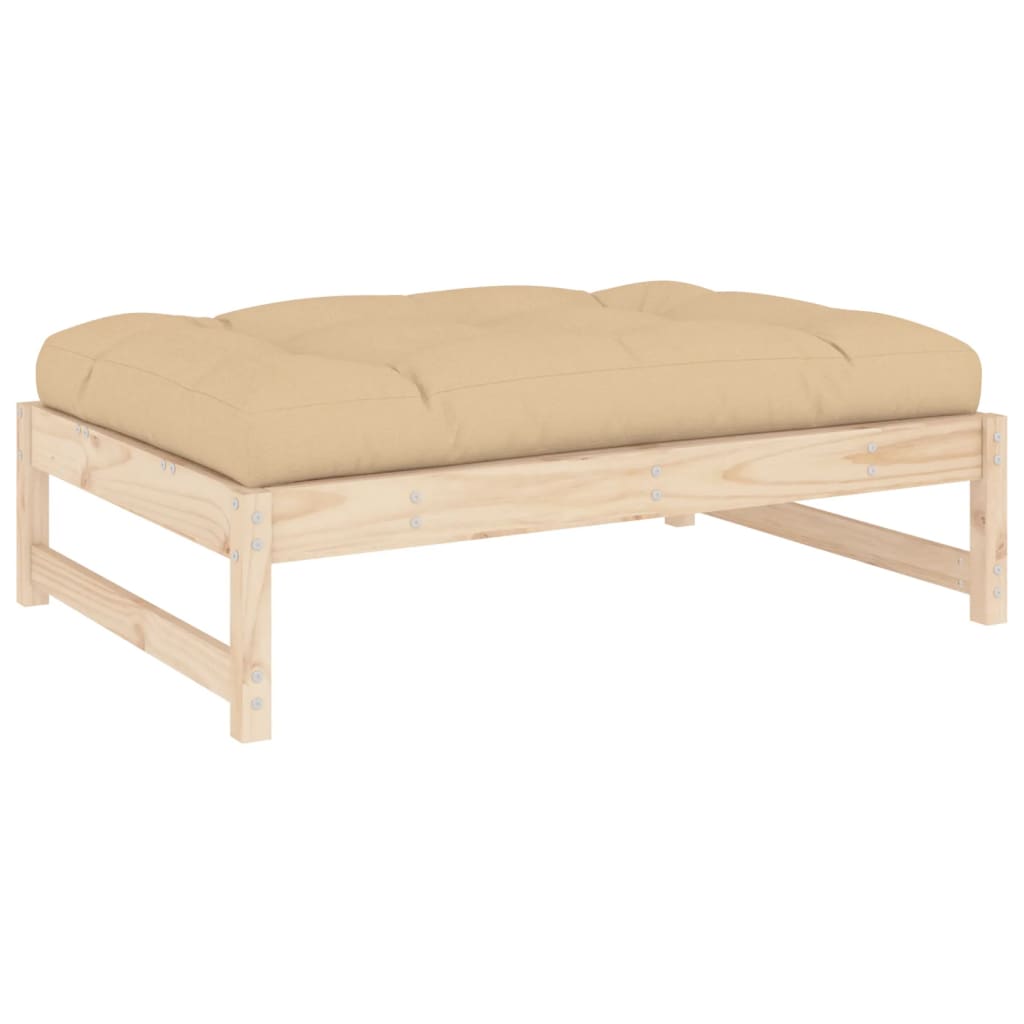 vidaXL Garden Footstool | Beige, Wood | Solid pinewood, Oxford fabric, PP cotton
