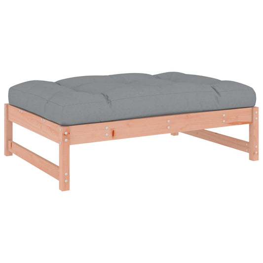vidaXL Garden Footstool | Grey and Wood | Solid Douglas wood, Oxford fabric