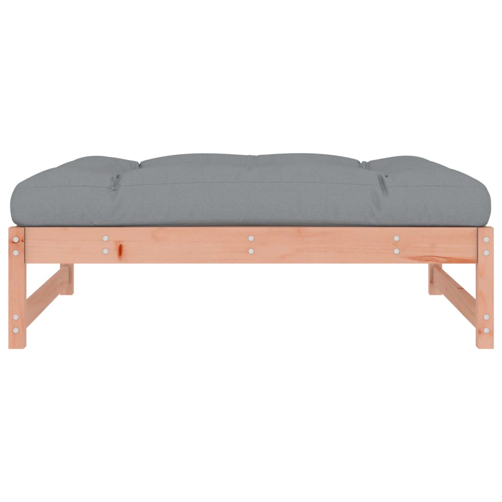 vidaXL Garden Footstool | Grey and Wood | Solid Douglas wood, Oxford fabric