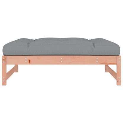 vidaXL Garden Footstool | Grey and Wood | Solid Douglas wood, Oxford fabric