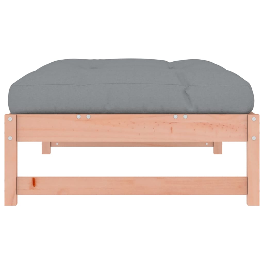 vidaXL Garden Footstool | Grey and Wood | Solid Douglas wood, Oxford fabric