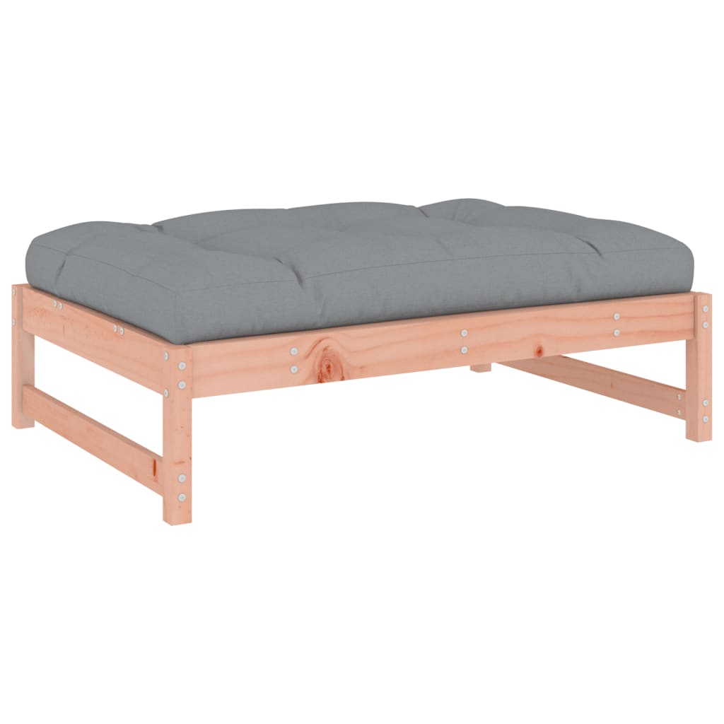 vidaXL Garden Footstool | Grey and Wood | Solid Douglas wood, Oxford fabric