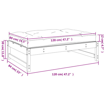 vidaXL Garden Footstool | Grey and Wood | Solid Douglas wood, Oxford fabric