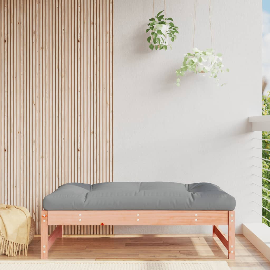 vidaXL Garden Footstool | Grey and Wood | Solid Douglas wood, Oxford fabric