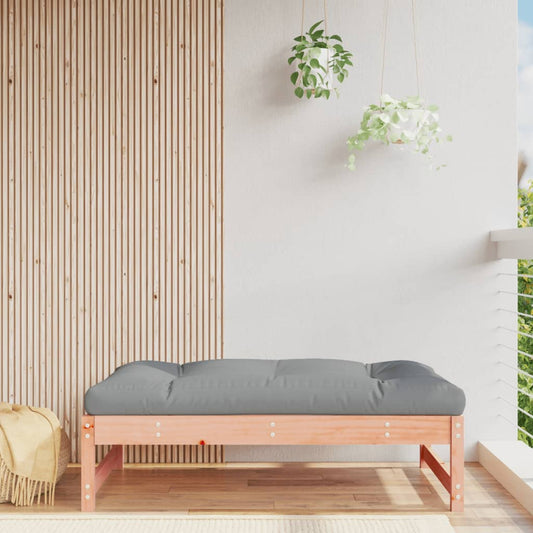 vidaXL Garden Footstool | Grey and Wood | Solid Douglas wood, Oxford fabric