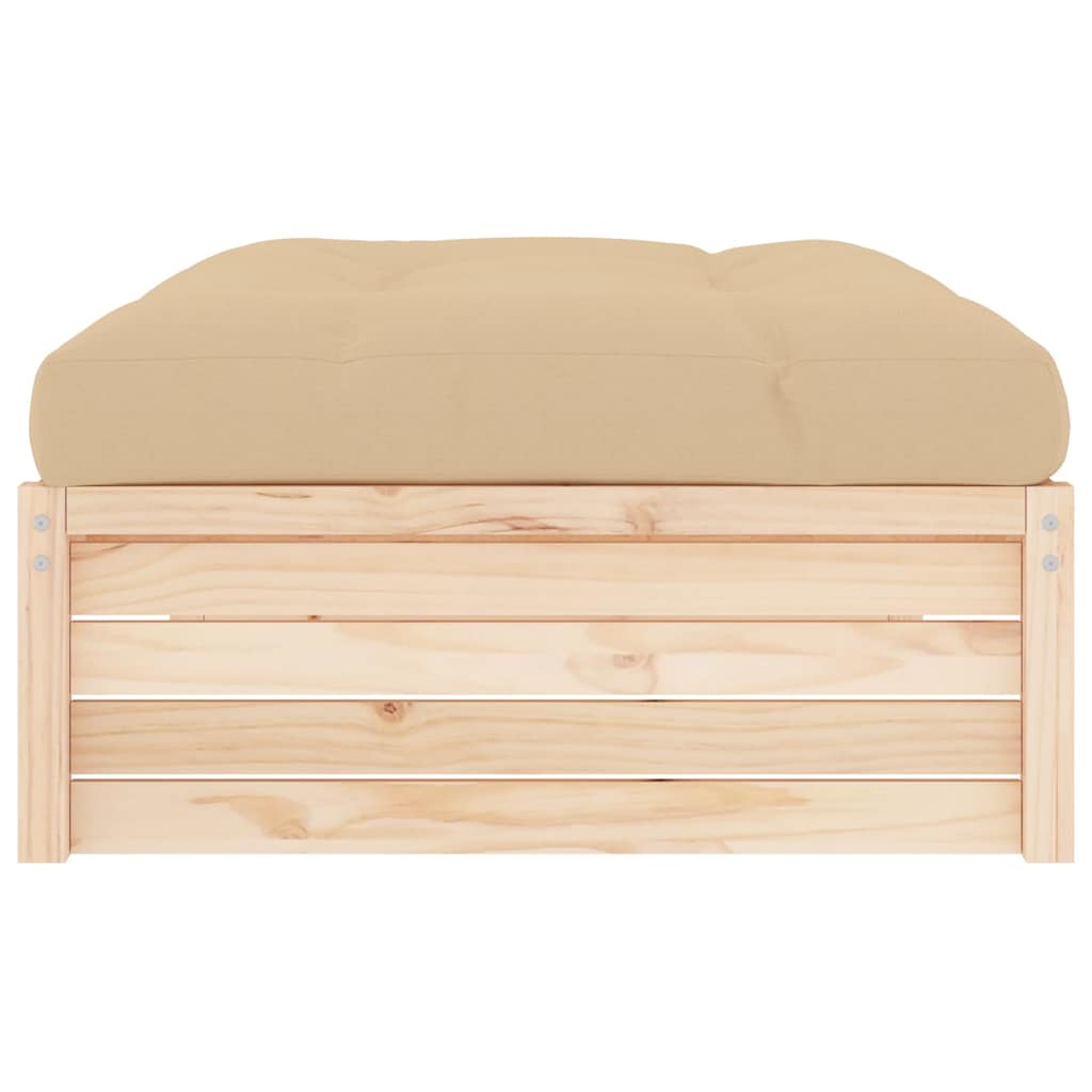 vidaXL Garden Footstool | Beige | Solid pine wood | Large | Modular