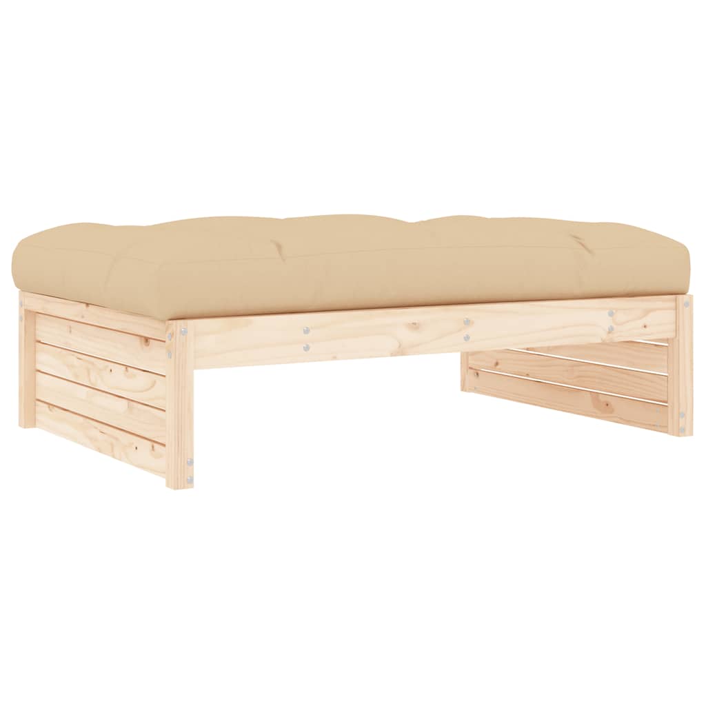 vidaXL Garden Footstool | Beige | Solid pine wood | Large | Modular