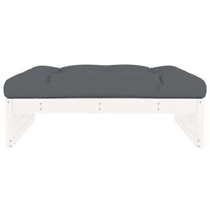 vidaXL Garden Footstool | White | Solid pine wood and Oxford fabric | Medium