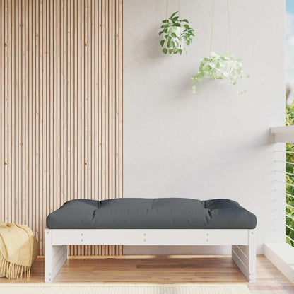 vidaXL Garden Footstool | White | Solid pine wood and Oxford fabric | Medium