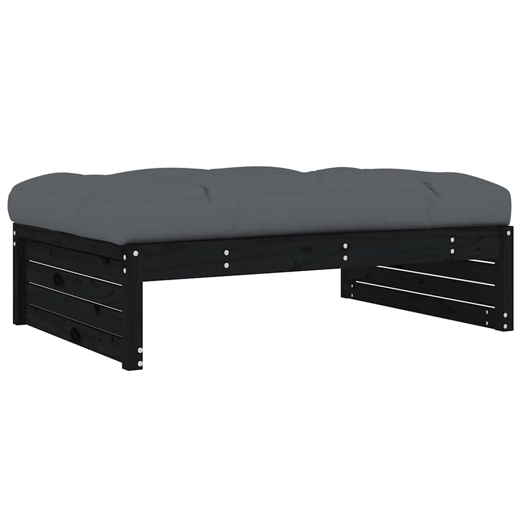 vidaXL Garden Footstool | Black, Anthracite | Solid pine wood | 120x80 cm