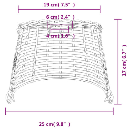 vidaXL Ceiling Lamp Shade White Ø25x17 cm Wicker