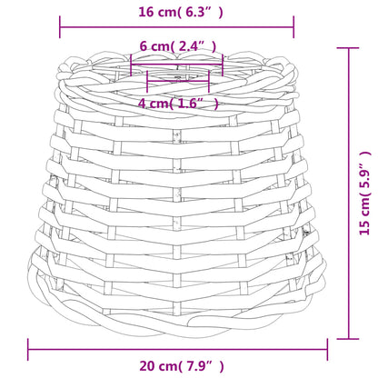vidaXL Ceiling Lamp Shade Brown Ø20x15 cm Wicker