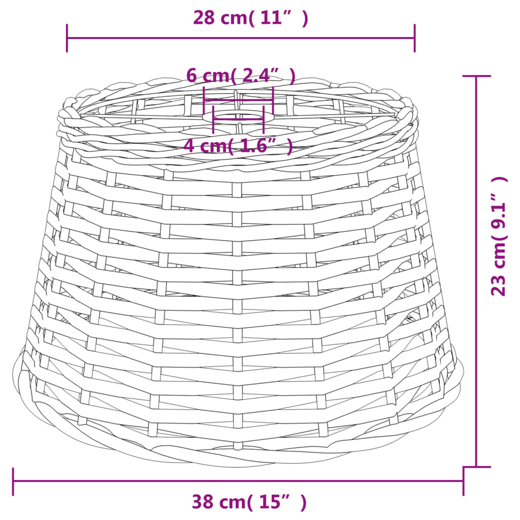 vidaXL Ceiling Lamp Shade Brown Ø38x23 cm Wicker