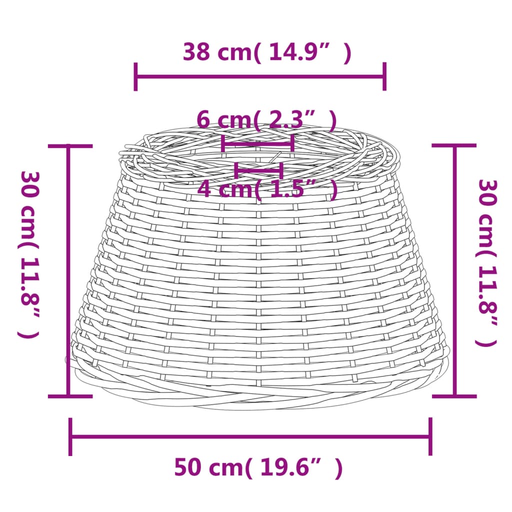 vidaXL Ceiling Lamp Shade Brown Ø50x30 cm Wicker