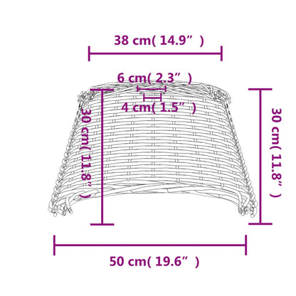 vidaXL Ceiling Lamp Shade Brown Ø50x30 cm Wicker