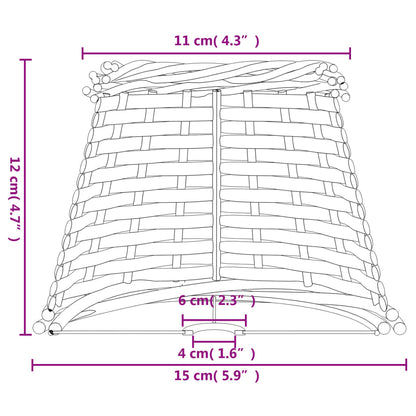 vidaXL Lamp Shade White Ø15x12 cm Wicker