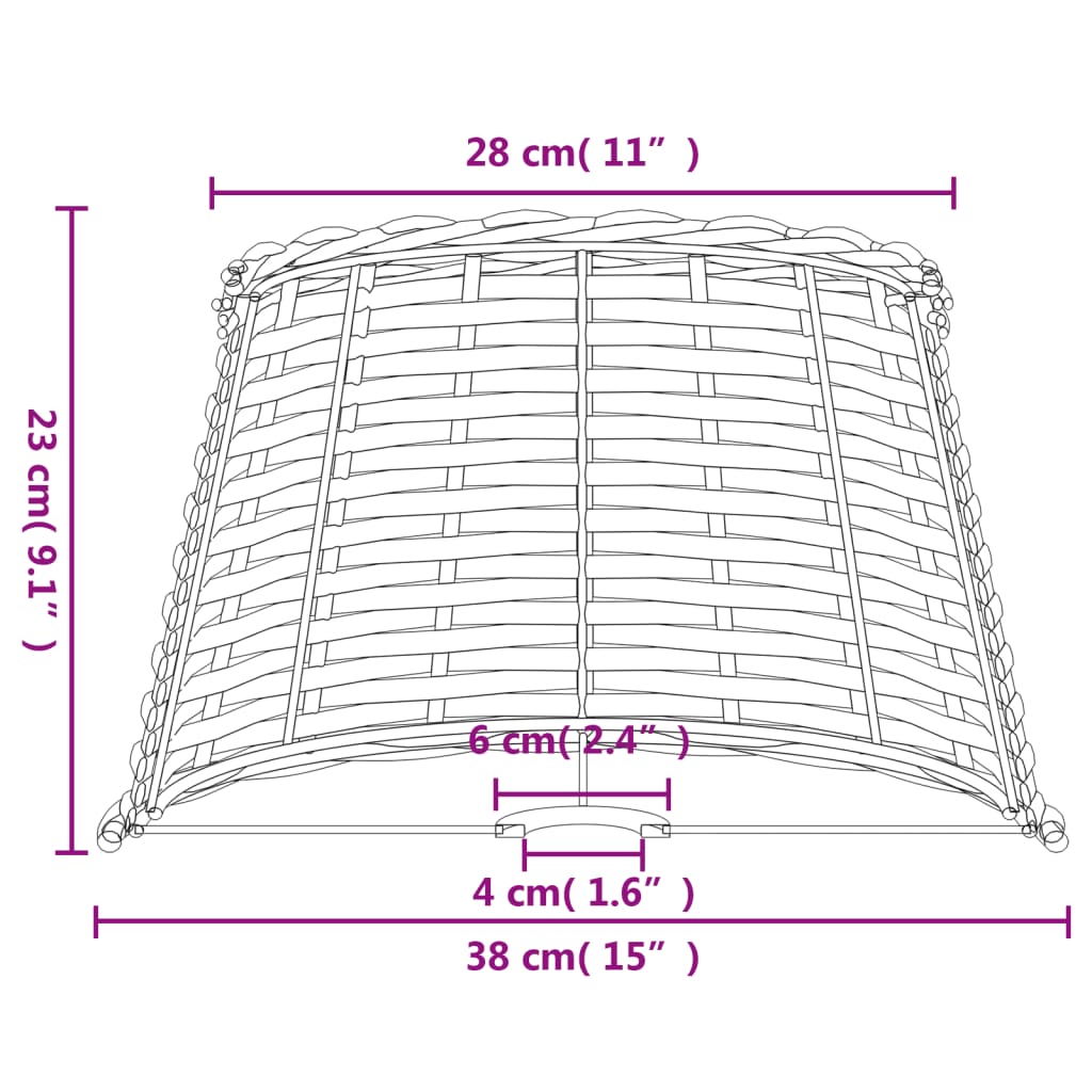 vidaXL Lamp Shade White Ø38x23 cm Wicker
