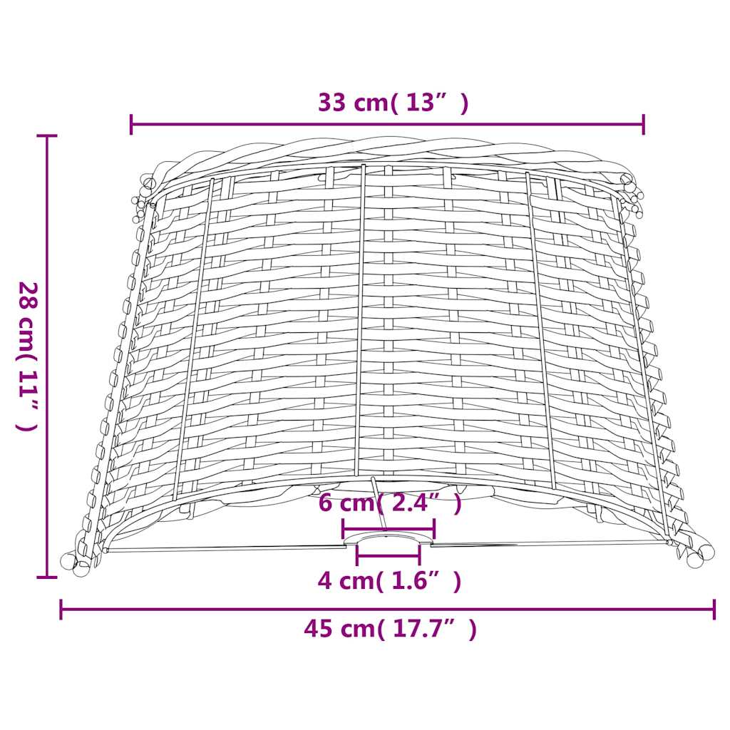 vidaXL Lamp Shade White Ø45x28 cm Wicker