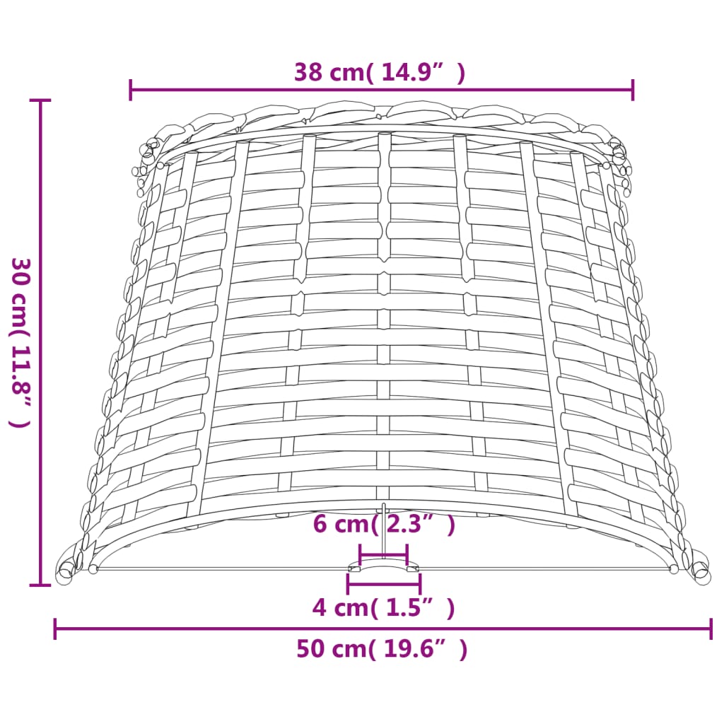 vidaXL Lamp Shade White Ø50x30 cm Wicker