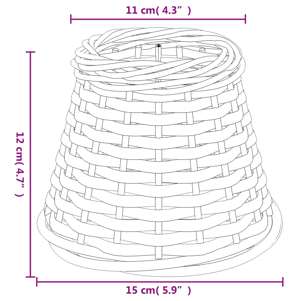 vidaXL Lamp Shade Brown Ø15x12 cm Wicker