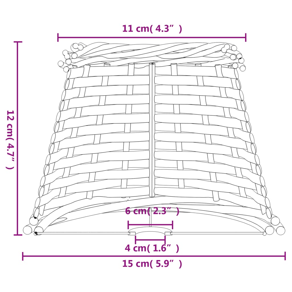 vidaXL Lamp Shade Brown Ø15x12 cm Wicker