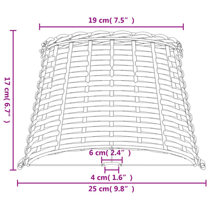 vidaXL Lamp Shade Brown Ø25x17 cm Wicker