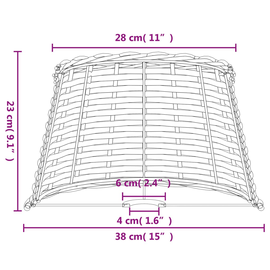 vidaXL Lamp Shade Brown Ø38x23 cm Wicker