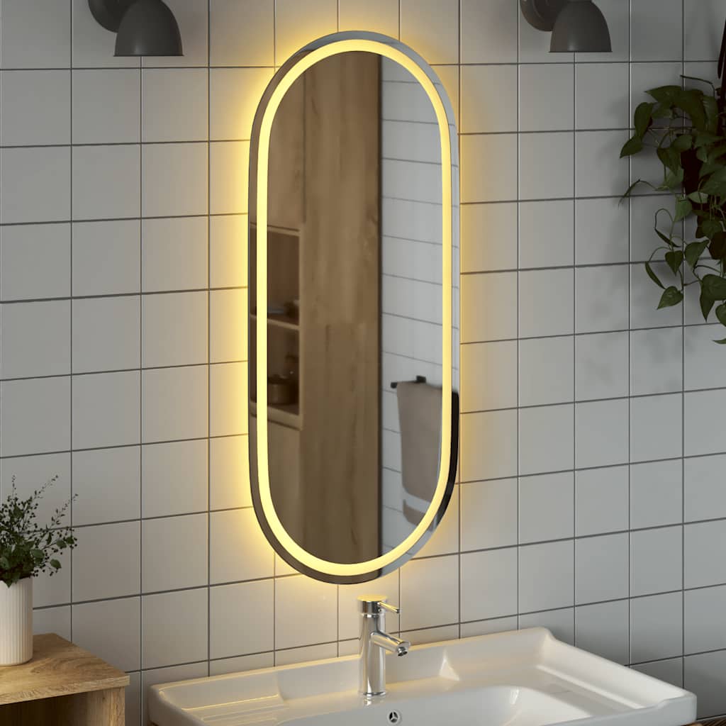 vidaXL LED Bathroom Mirror 100x45 cm Oval