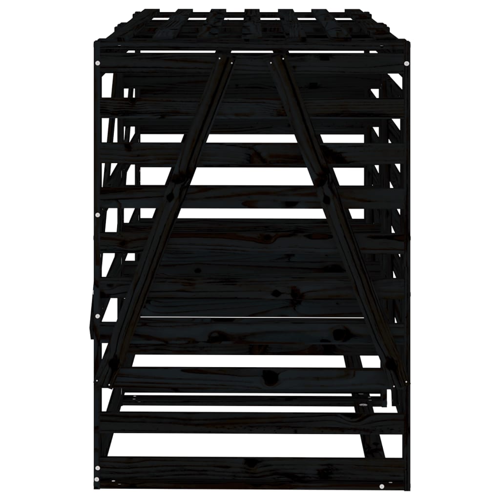 vidaXL Double Wheelie Bin Storage Black Solid Wood Pine