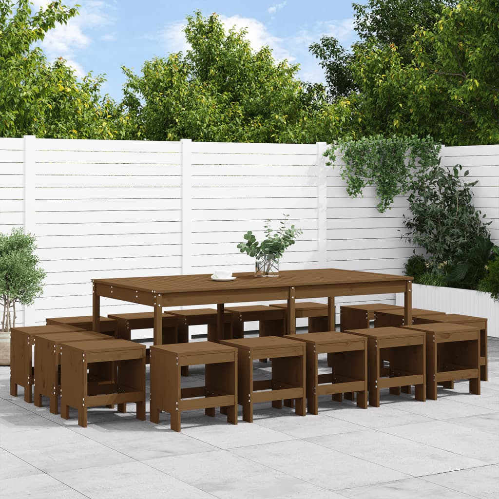 vidaXL Garden Dining Set | Honey Brown | Solid Pine Wood | Large | Seats Plenty