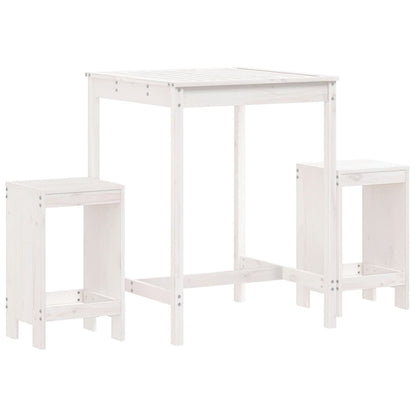vidaXL 3 Piece Garden Bar Set White Solid Wood Pine