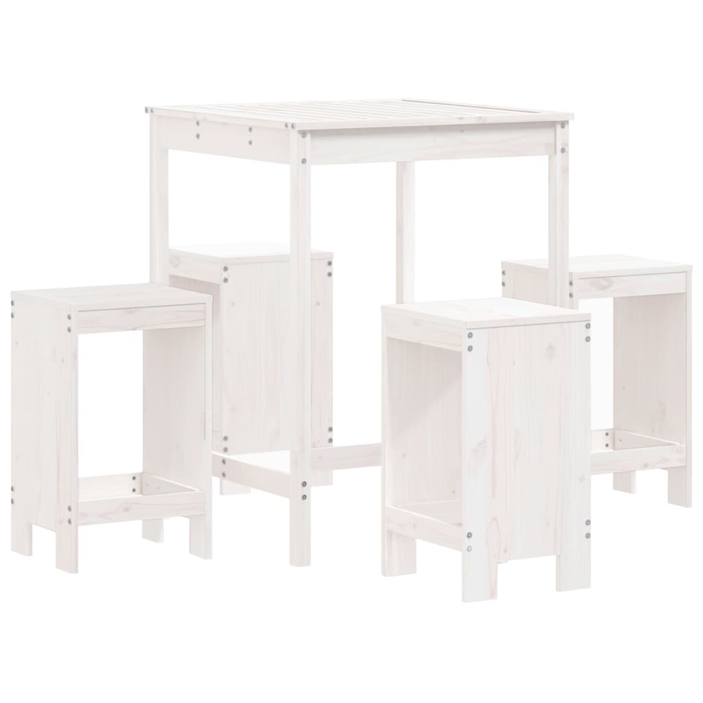 vidaXL 5 Piece Garden Bar Set White Solid Wood Pine