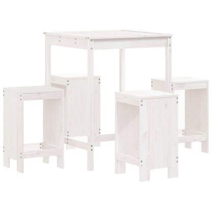 vidaXL 5 Piece Garden Bar Set White Solid Wood Pine