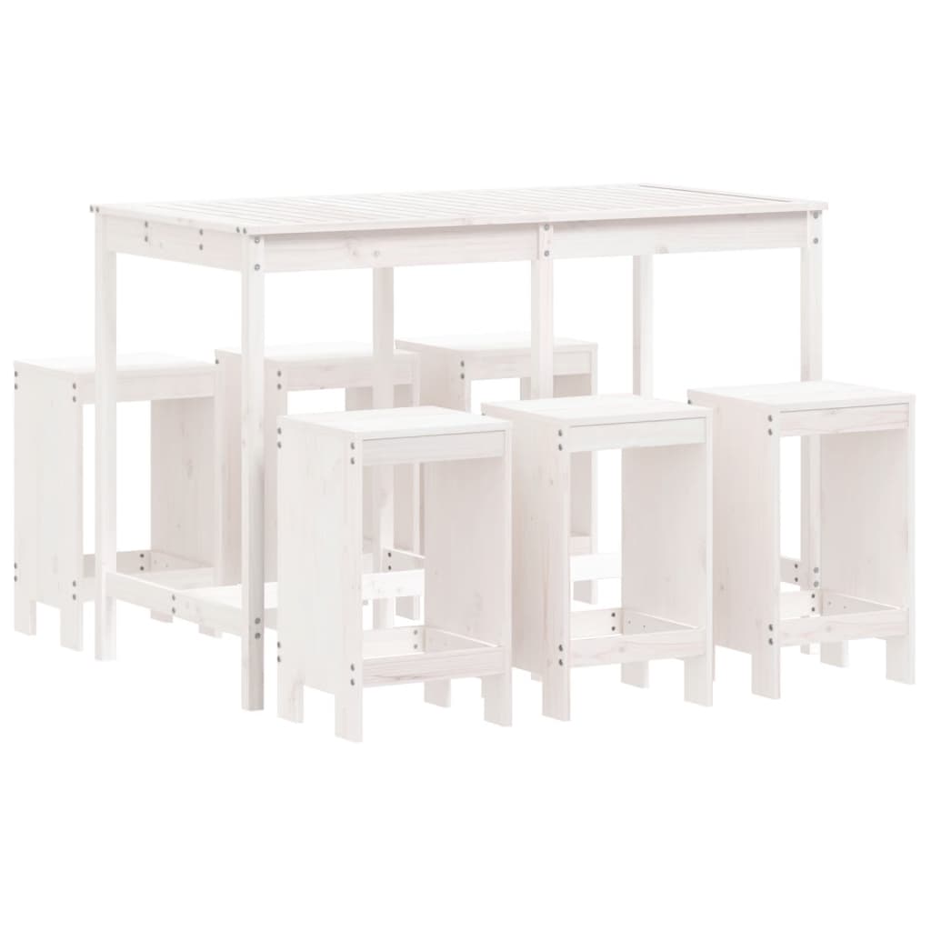 vidaXL Garden Bar Set | White | Solid pine wood | Standard | Durable | Bar Set