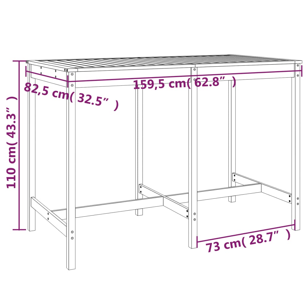 vidaXL Garden Bar Set | White | Solid pine wood | Standard | Durable | Bar Set