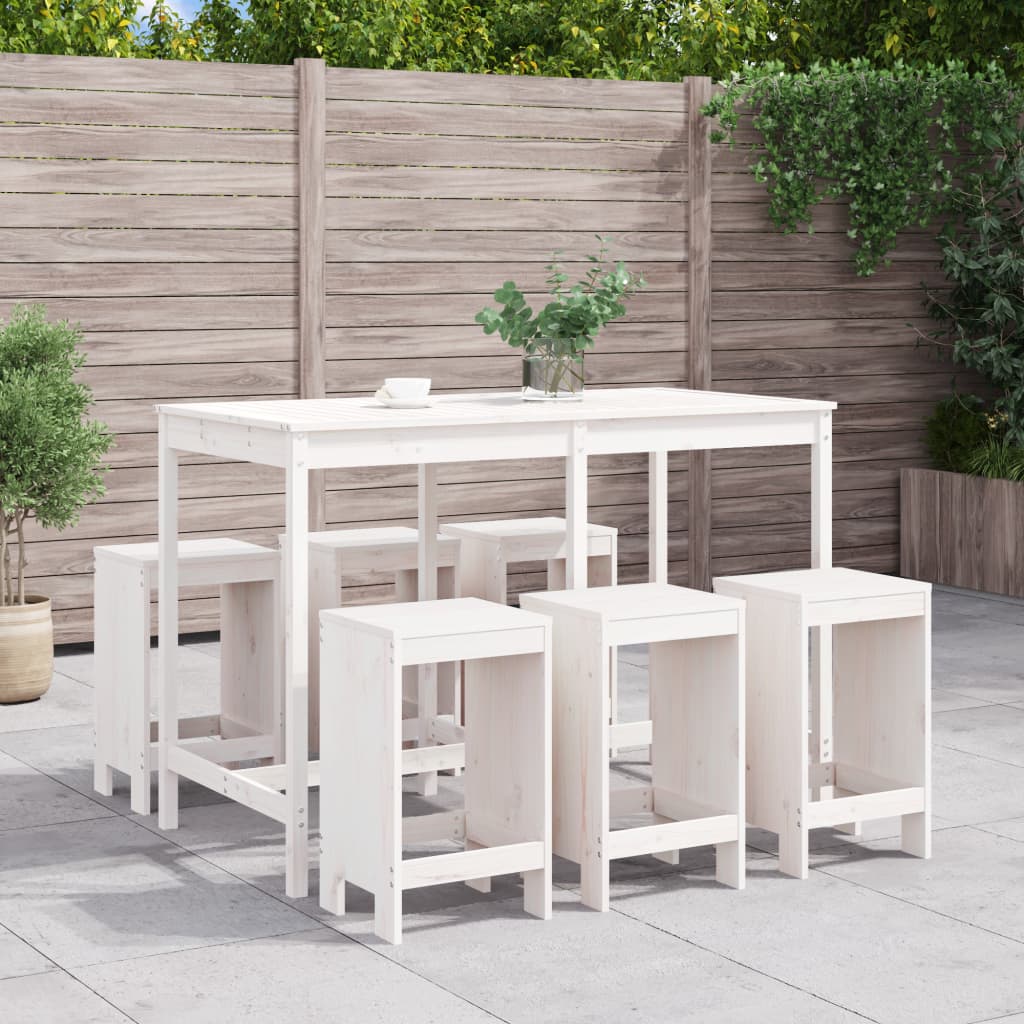 vidaXL Garden Bar Set | White | Solid pine wood | Standard | Durable | Bar Set