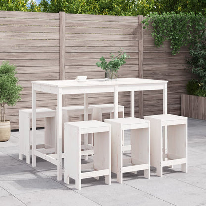 vidaXL Garden Bar Set | White | Solid pine wood | Standard | Durable | Bar Set
