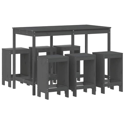vidaXL 7 Piece Garden Bar Set Grey Solid Wood Pine