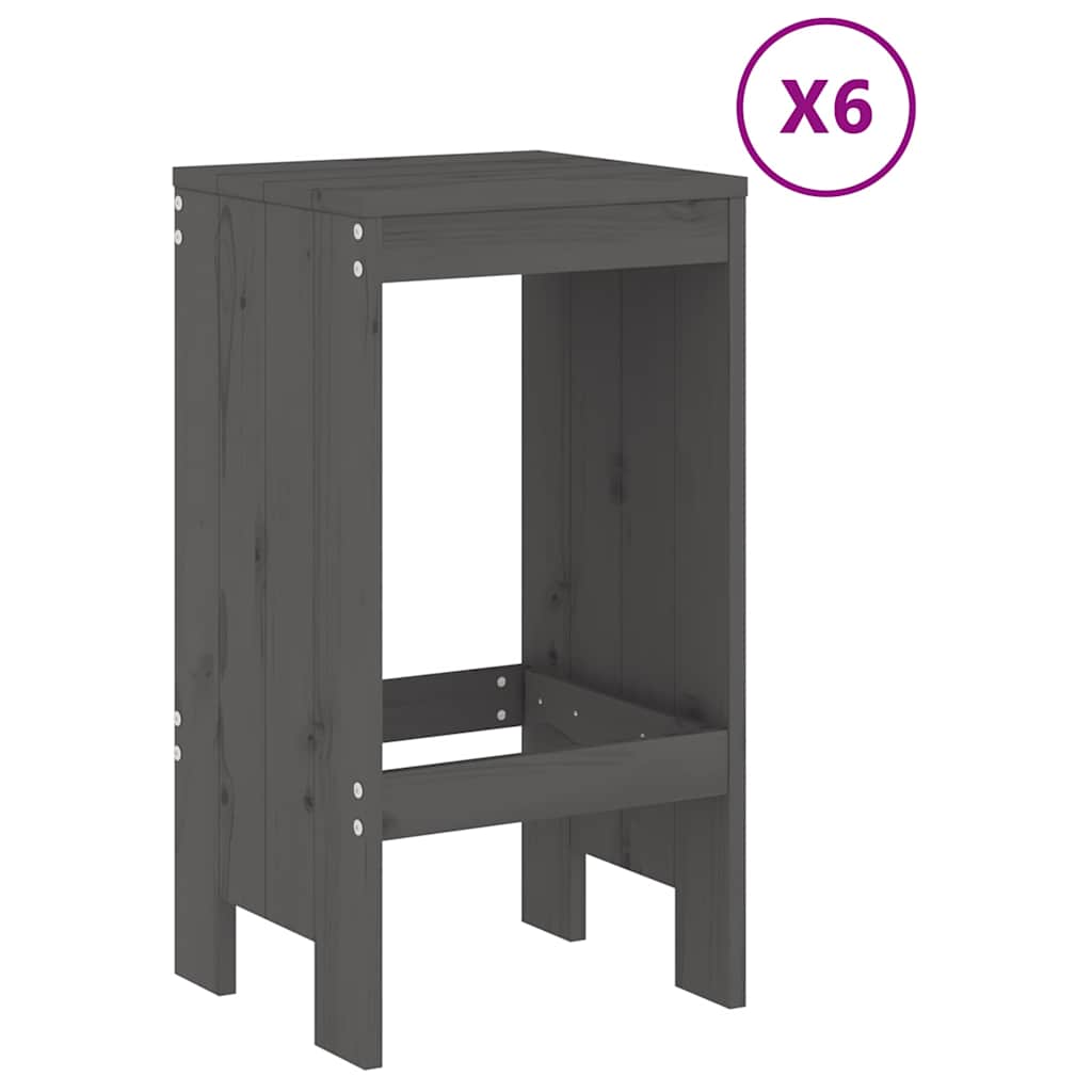 vidaXL 7 Piece Garden Bar Set Grey Solid Wood Pine
