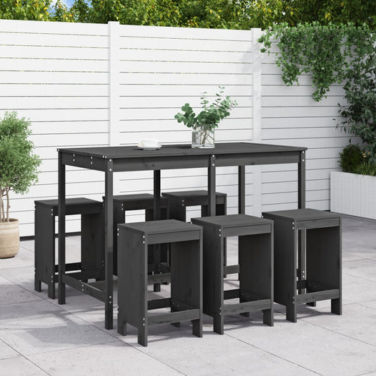 vidaXL 7 Piece Garden Bar Set Grey Solid Wood Pine