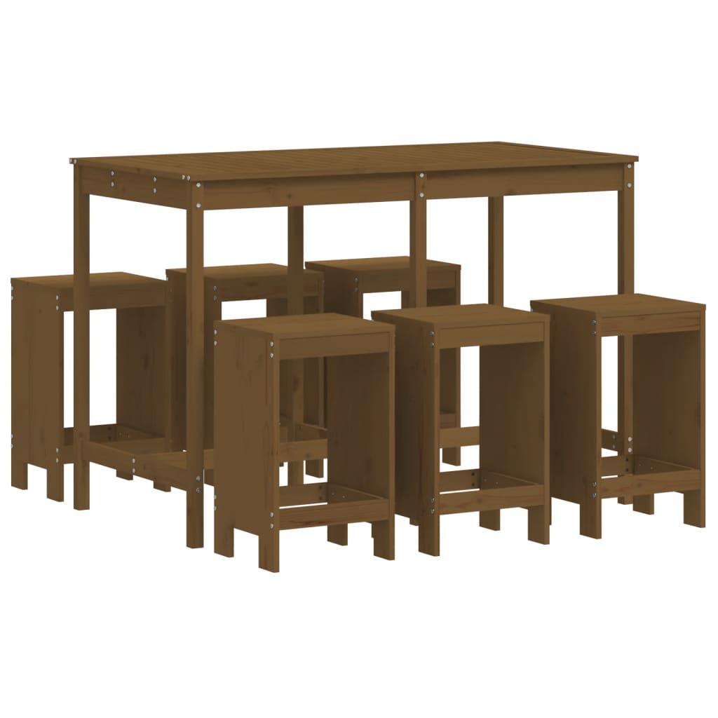 vidaXL Garden Bar Set | Honey Brown | Solid Pine Wood | For 6 people