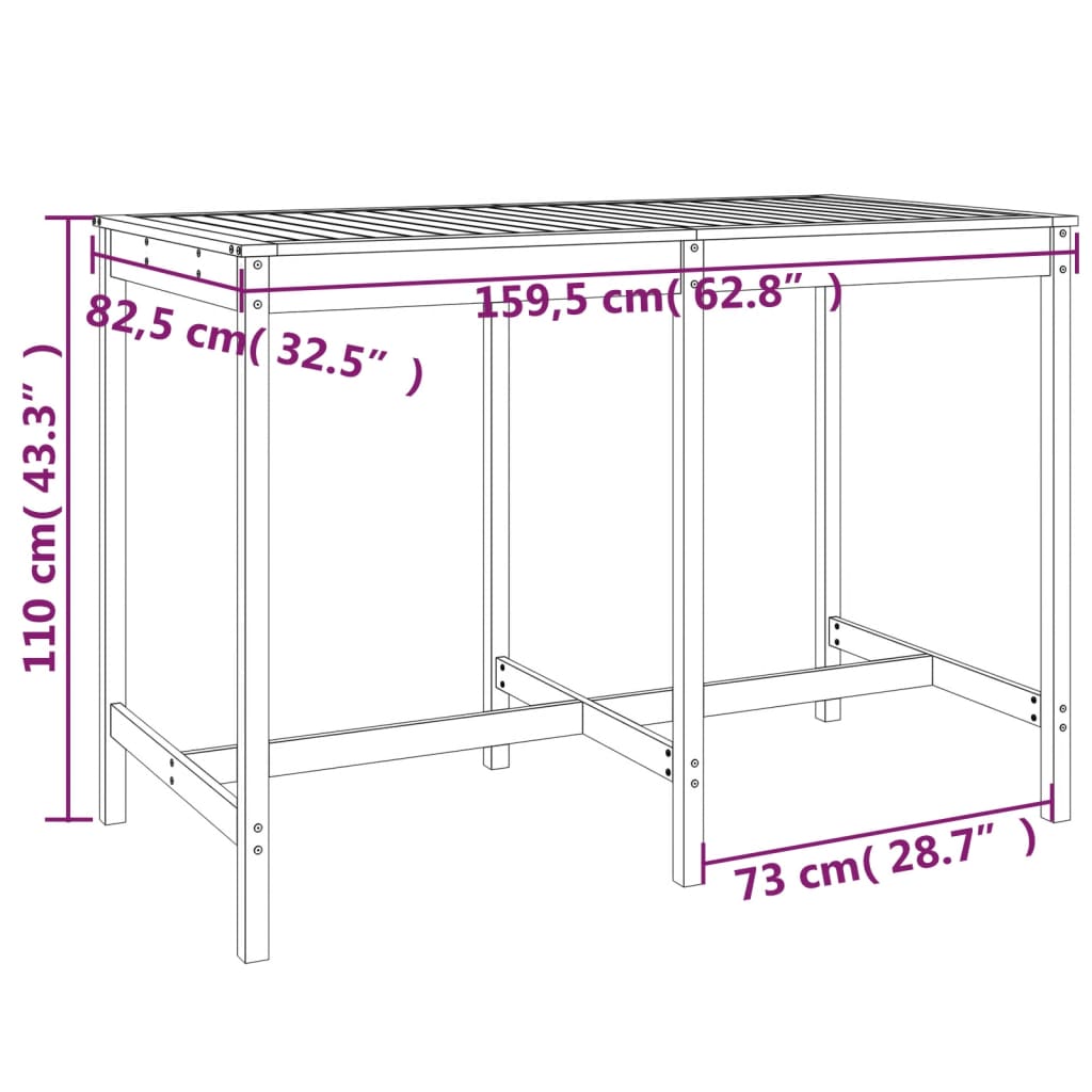 vidaXL Garden Bar Set | Honey Brown | Solid Pine Wood | For 6 people