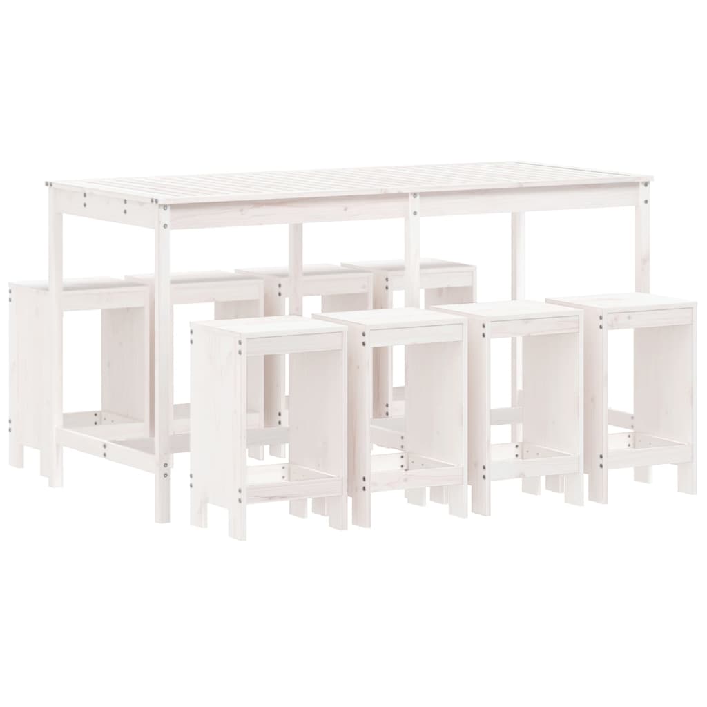 vidaXL Garden Bar Set | White | Solid Pine Wood | Large | Seats up to Many
