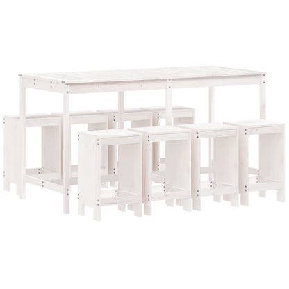 vidaXL Garden Bar Set | White | Solid Pine Wood | Large | Seats up to Many