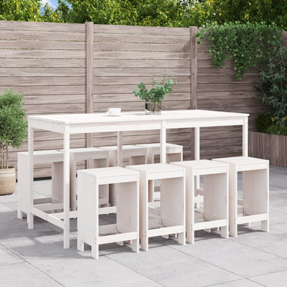 vidaXL Garden Bar Set | White | Solid Pine Wood | Large | Seats up to Many