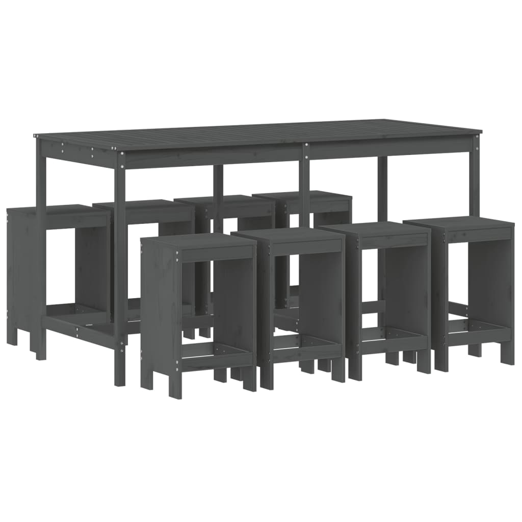 vidaXL Garden Bar Set | Grey | Solid pine wood | Large | Minimalistic