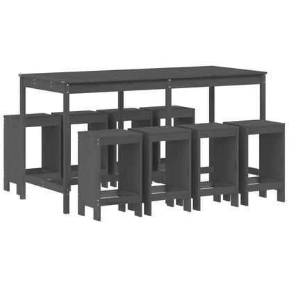 vidaXL Garden Bar Set | Grey | Solid pine wood | Large | Minimalistic