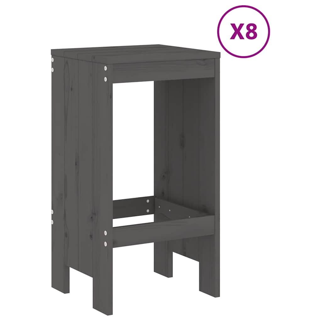 vidaXL 9 Piece Garden Bar Set Grey Solid Wood Pine